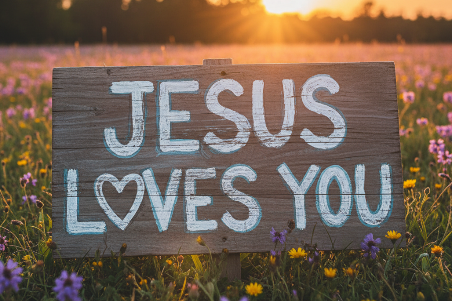 Jesus Loves You Flower Field