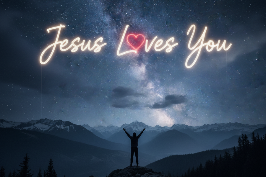 Jesus Loves You Night Sky